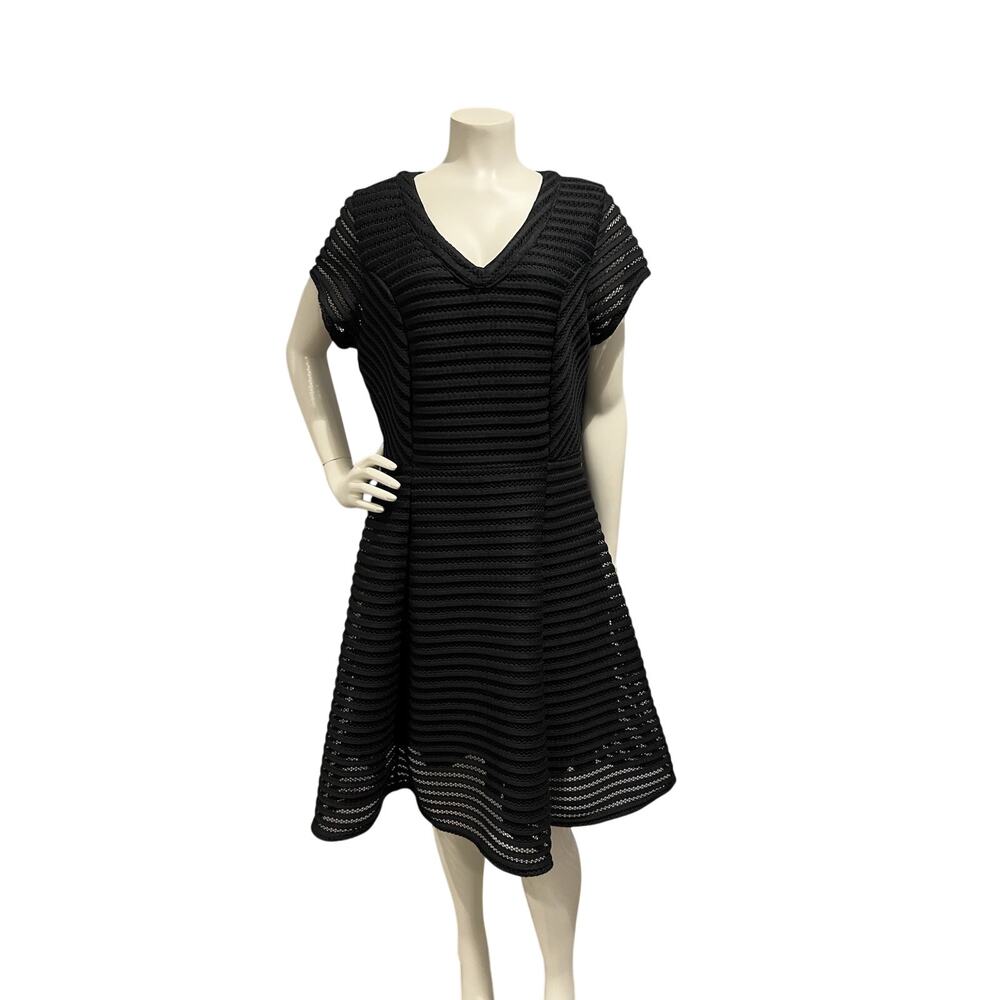 Isaac Mizrahi Live! Short Sleeve Black Eyelet Fit & Flare Dress Size 12